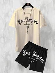 Los Angeles Letter Printed Children‘s set 3D High Street Casual Clothes short Sleeve Fashion Trendy Spring summer Sweatshirts