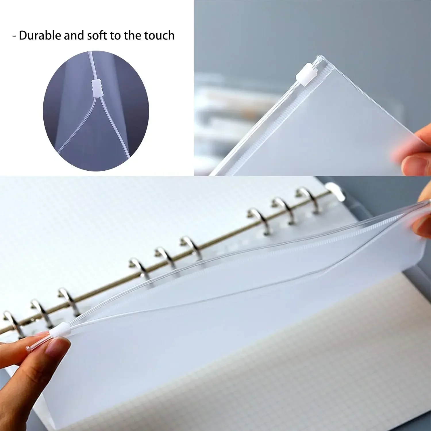 PVC Cash Budget Envelopes Loose Leaf Bag 6-Hole Zipper Binder Pockets Waterproof For Binder Notebook Planner for A6