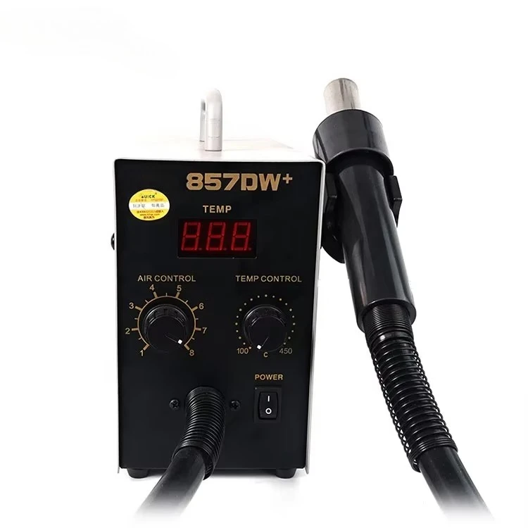 QUICK 857DW+ 110V/220V 700W Hot Air Soldering Station LED Digital Display Soft Wind Hot Air Heat Gun SMD BGA Rework Station Tool