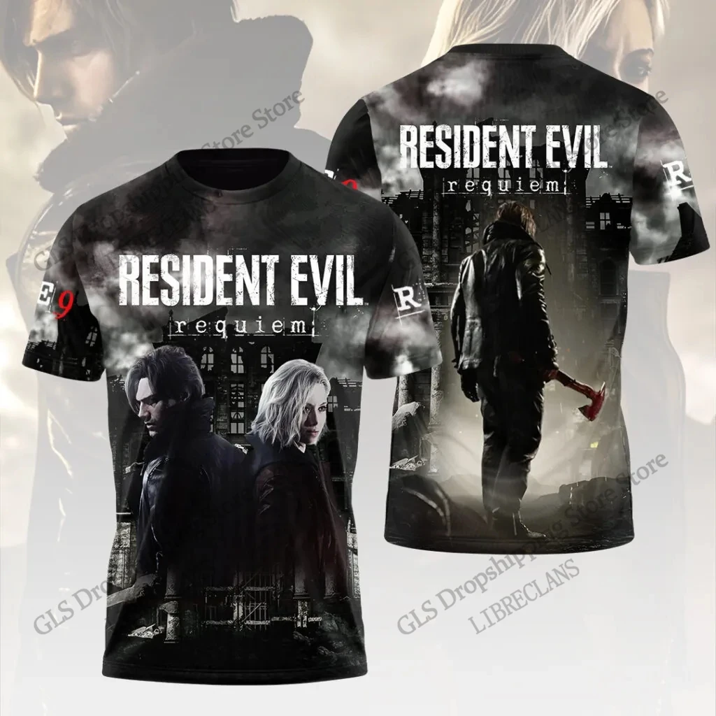 Sommer Neu Vintage Resident Evil 3D-Druck T-Shirt Herren Damen Mode Hip Hop Übergröße Streetwear Kurzarm Tops Tees Kinder – Detail 6