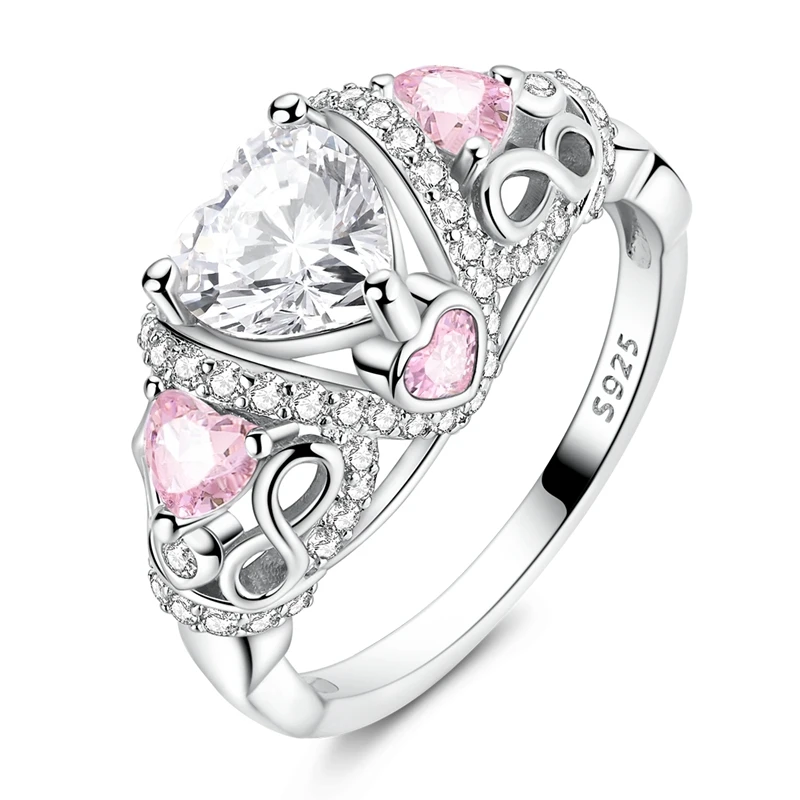 

Original 925 Sterling Silver Sparkling Infinity Heart Symbol Ring For Women Girls Jewelry Birthday Anniversary Gifts
