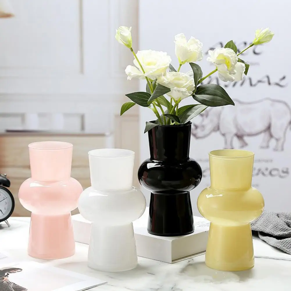 Chinese Style Vase Glass Desktop Decorative Vase Smooth Surface Handcrafted Vase Flower Arrangement Home Decoration