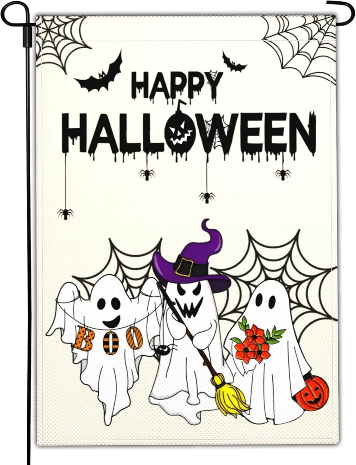 هالوين شبح حديقة العلم مخيف هالوين بو حديقة أعلام للخارج 12x18 مزدوجة الوجهين سعيد اليقطين حديقة العلم في الهواء الطلق HZZ