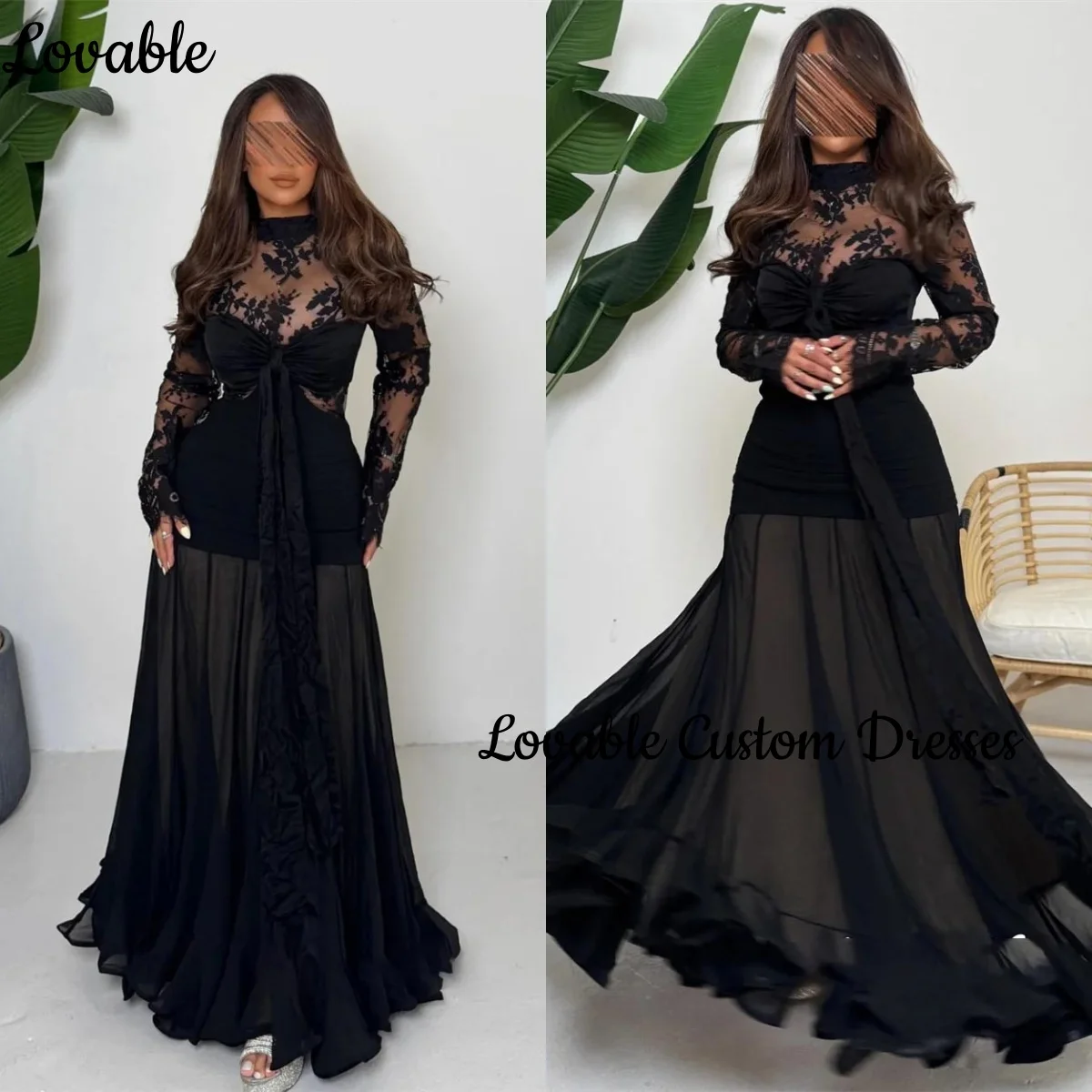 

Дубай فساتين سهرة Кружевное платье трапециевидной формы длиной до пола, свадебное платье на молнии с подкладкой и длинными рукавами на день рождения