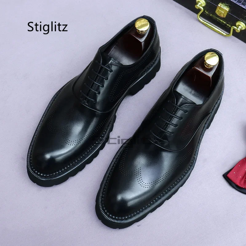 

Men's Shoes British Style Business Formal Non-Slip Thick Sole Increased Genuine Leather Shoes Wedding Office Shoes for Men