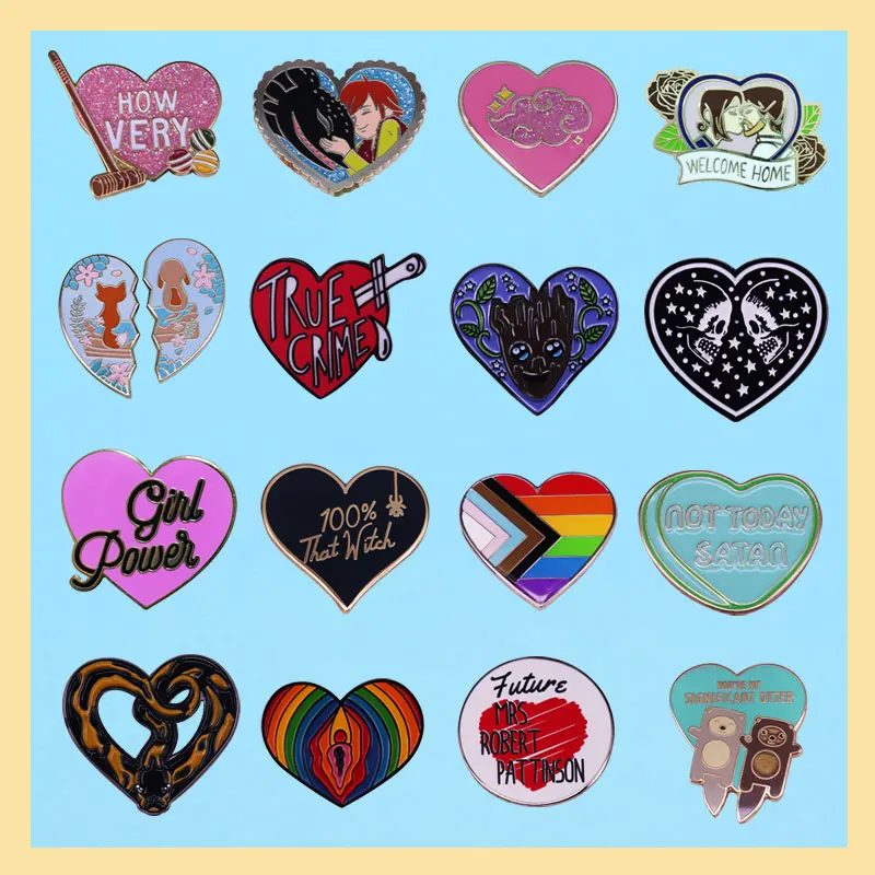 

Love cartoon Brooch all kinds of lovely lovers' heart-shaped metal badges