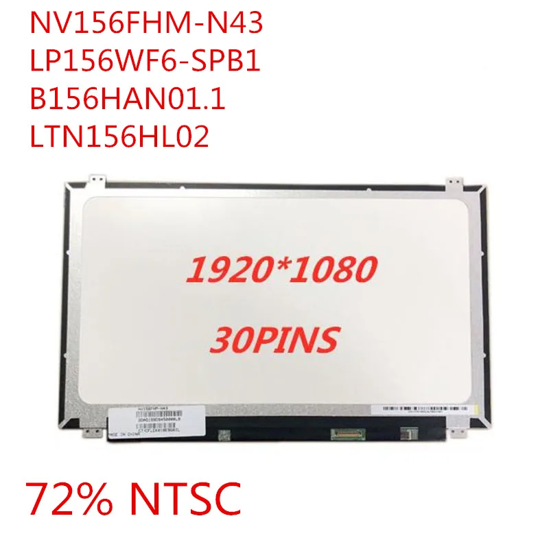 Ips Portátil Tela Lcd Lp156wf6-spb1 Ajuste Nv156fhm-n43 72 Ntsc Fosco Display Led Fhd1920x1080 30pin Edp 15.6