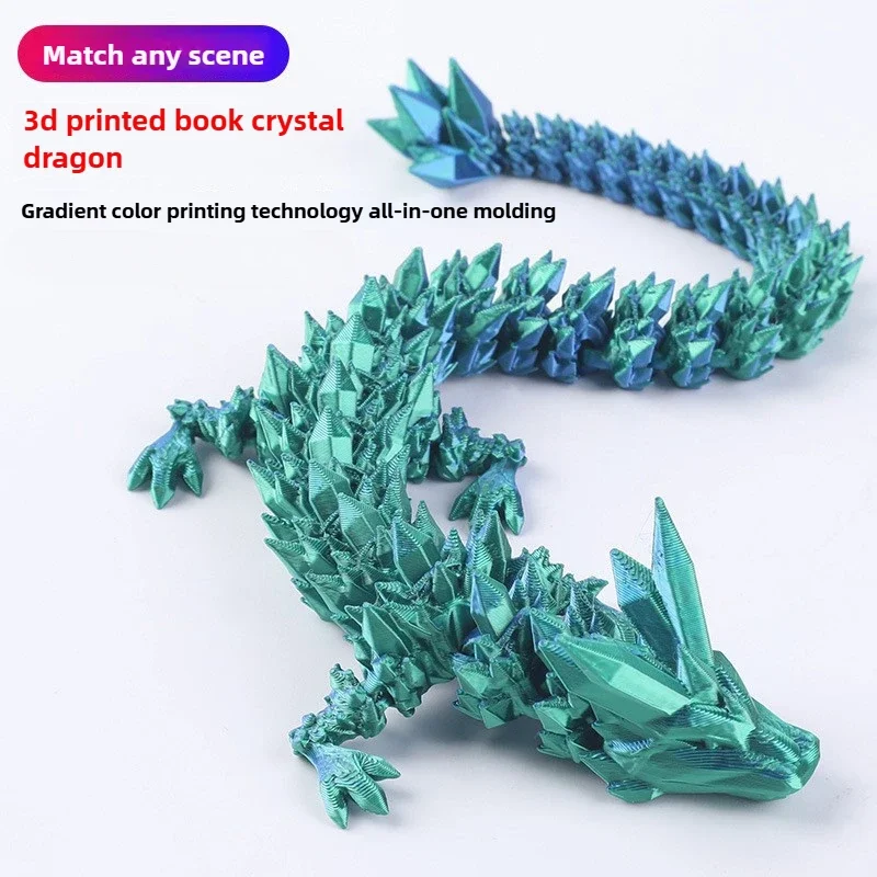 30CM Table Decorations Dazzling Room Decoration 3d Printed Crystal Dragon Counter Pressure Toy Rotatable Articulated Perfect Toy