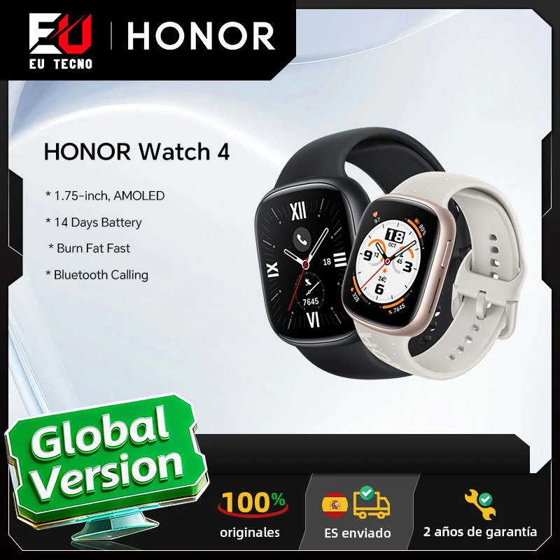 Version mondiale HONOR Watch 4 montre intelligente 5ATM moniteur d'oxygène dans le sang BT5.2 GPS Bluetooth 5.2 jusqu'à 14 jours de longue batterie