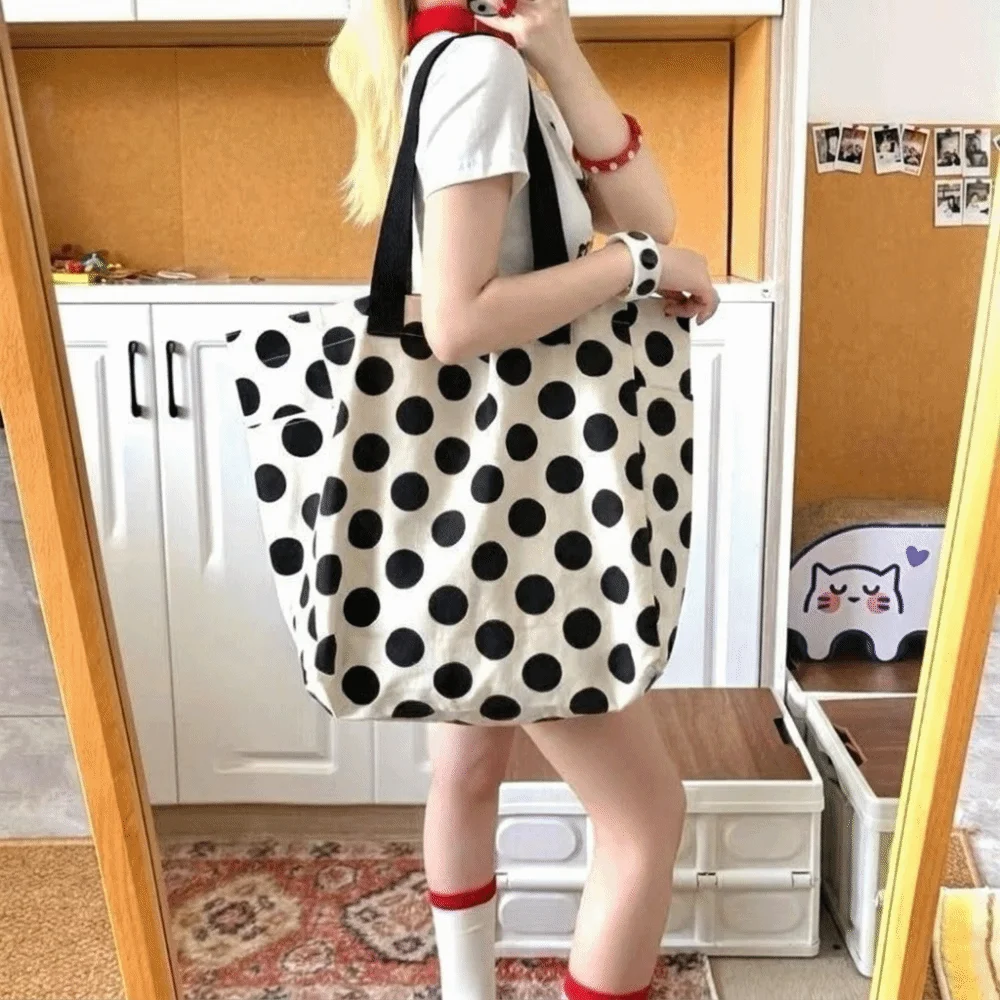 

Thick Canvas Shoulder Tote Bag Wide Shoulder Strap Large Capacity Reversible Tote Wear Resistant Reversible Design