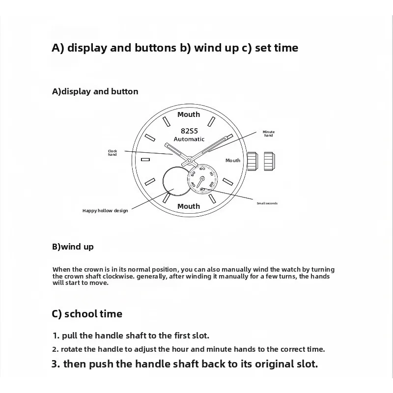 Watch Movement for 82S5 Calibre Two and a Half Hands 5 o'clock Small Seconds Gold Machine for Miyuda