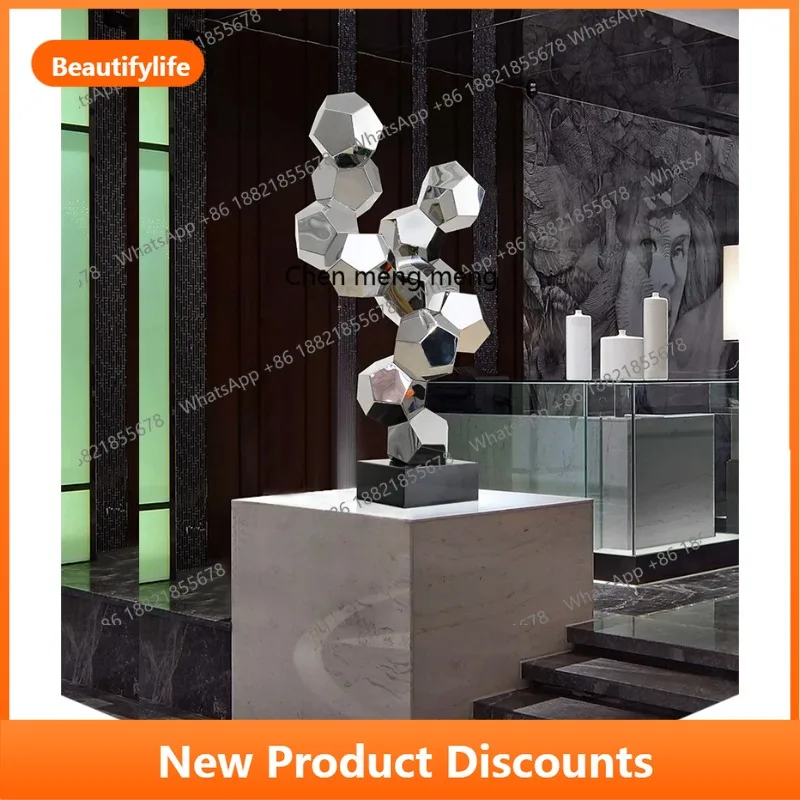 

C56 Living room ornament porch stainless steel sculpture abstract hotel, corridor large floor-to-ceiling decorative artwork