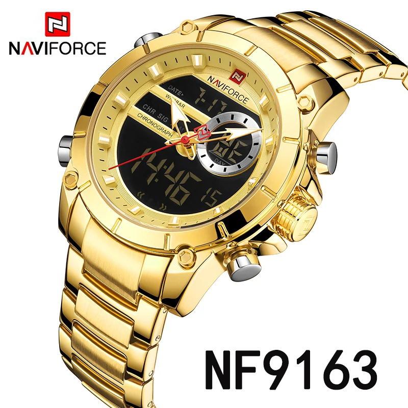 NAVIFORCE Top Luxury Original Sports Wrist Watch For Men Quartz Steel Waterproof Dual Display Military Watches Relogio Masculino