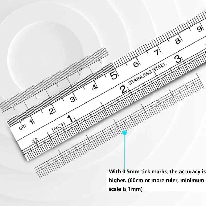 Double Side Stainless Steel Straight Ruler Metric Rule Precision Measuring Tool 15cm/6 inch 30cm/12 inch School Office Supplies