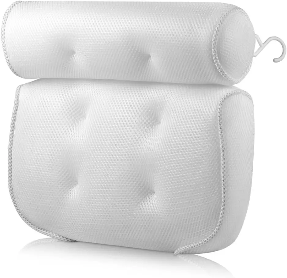 Bathroom Suction Cup Pillow 3D Mesh Cloth Bath SPA Bathtub Back