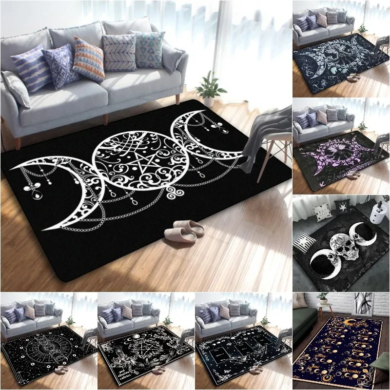 Triple Moon en Pentagram Altaar of Tarot Witchy Gothic Tapijt Vloermat, Area Rug Large, Tapijten voor Woonkamer Slaapkamer, Badkleed