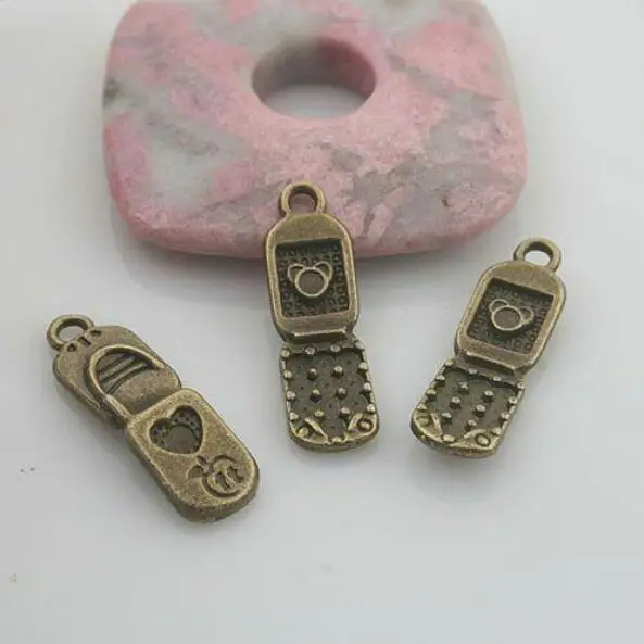 10pcs 8x26mm antiqued bronze color cellphone design pendant charm G1842