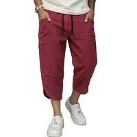 Summer Linen Short Pants Man Lightweight Pants for Men Breathable Baggy Pant Outdoor Men's Cotton Pants Multi-pocket Trousers 5