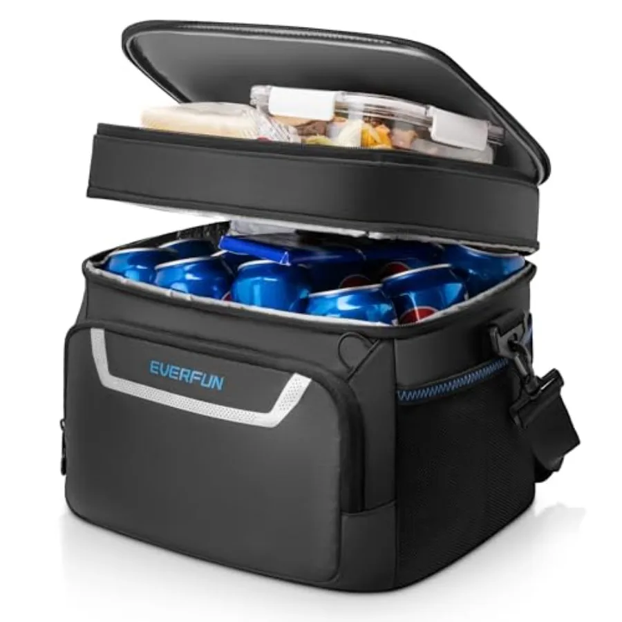 

Small Compact Cooler Bag 24/48 Can Insulated Lunch Box Double Deck Soft Leak-Proof Waterproof Collapsible Ice Chest for Men Wom