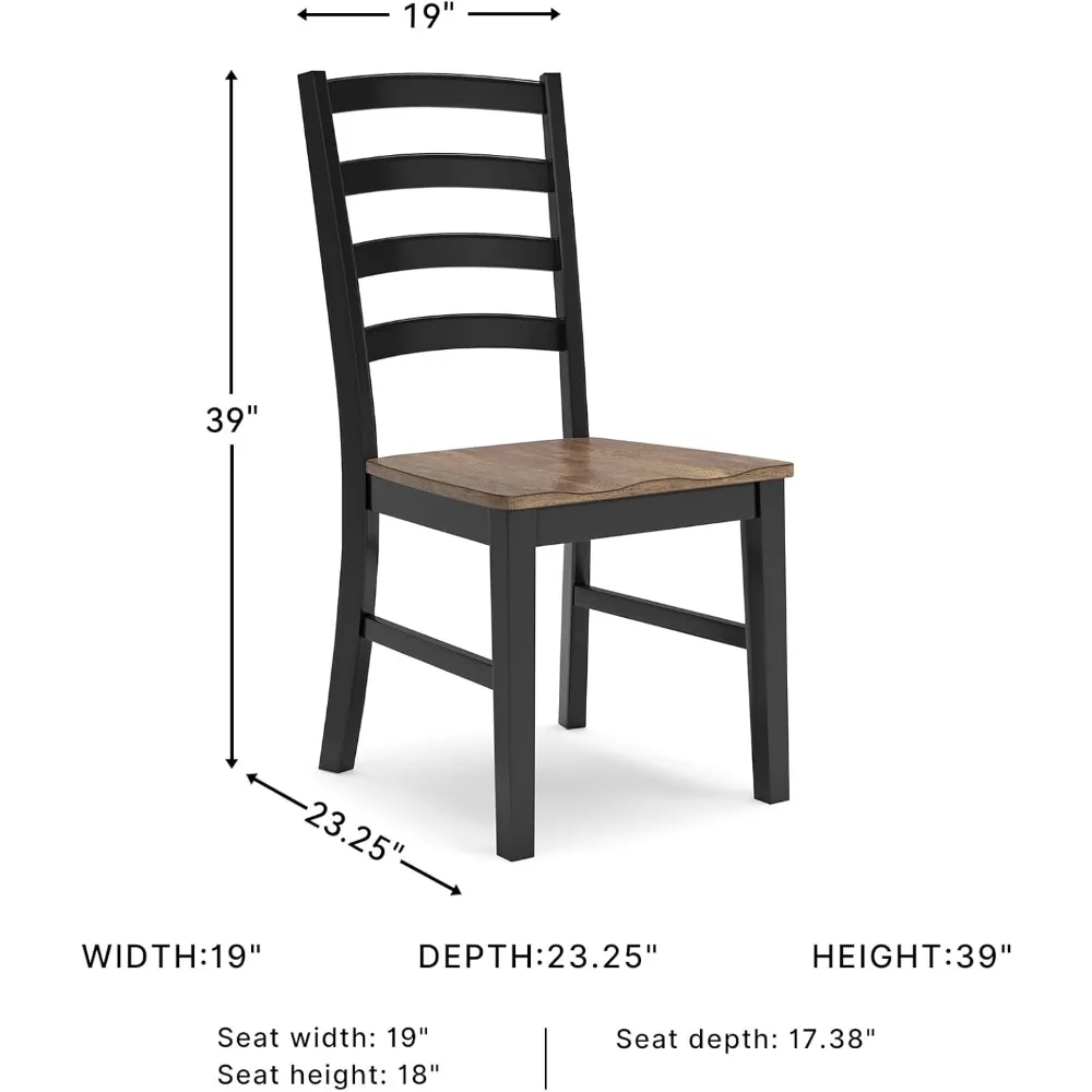 كراسي تناول الطعام الريفية المميزة من Ashley Wildenauer، زوج باللون الأسود والبني الفاتح