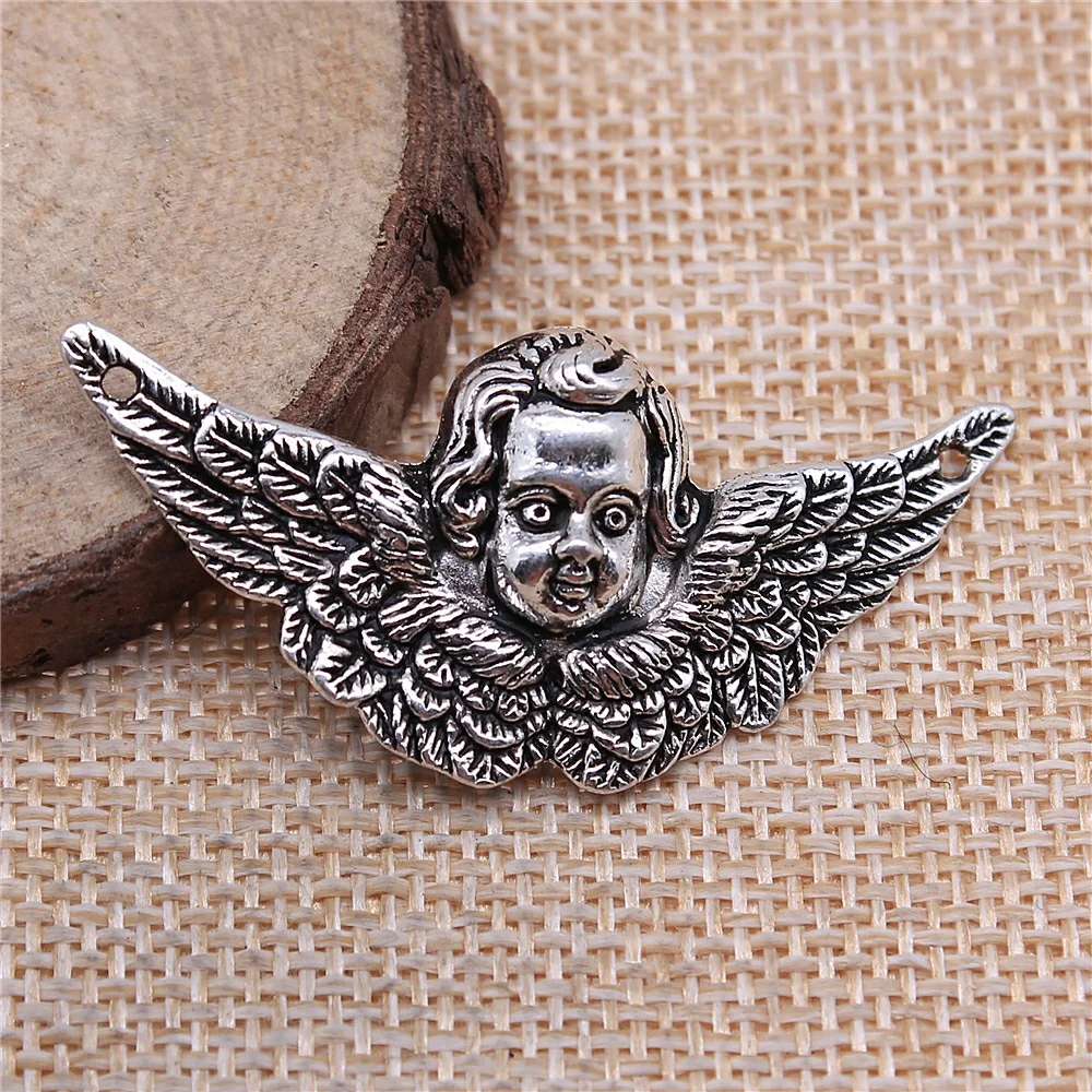 WYSIWYG 5pcs Charms Angel Cupid 50x23mm Handmade Craft Pendant Making Fit Vintage Tibetan Silver Color For Bracelet Necklace