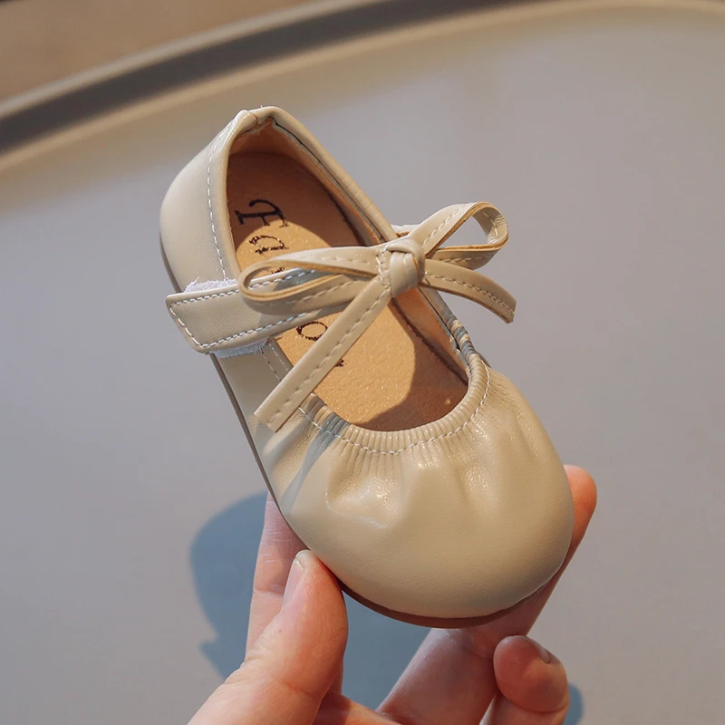 

Girls Small Leather Shoes Spring Fall New Bow Tie Little Girl Mary Jane Shoes Black Daily Lightweight Kids Baby Single Shoes