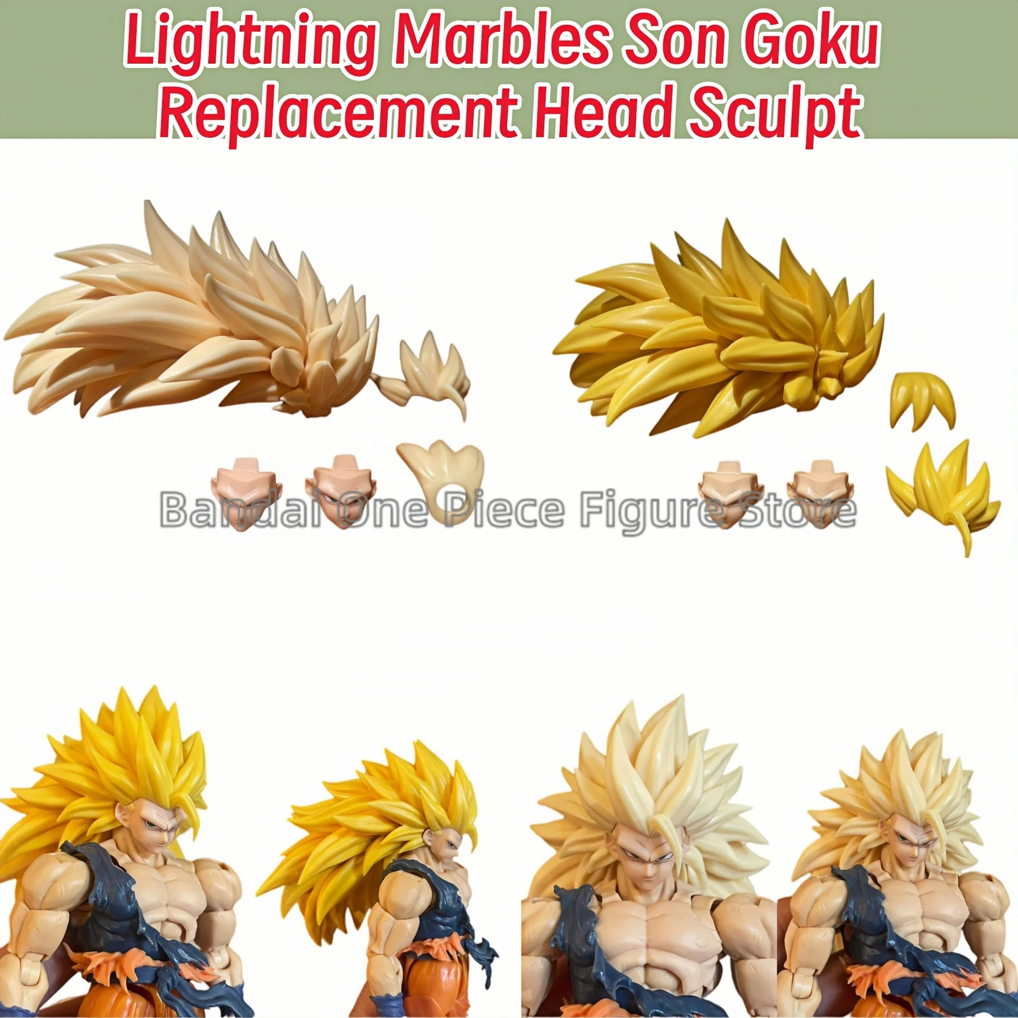 Lightning Marbles Kit de Accesorios para Esculpir Cabeza de Repuesto de Son Goku - Figura de Acción de Anime Dragon Ball SHF Super Saiya SSJ3 en Stock