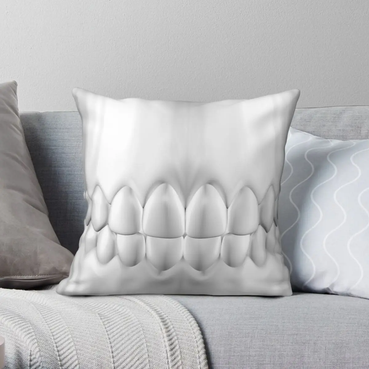 White Teeth Smile Dental Square Pillowcase Polyester Linen Velvet Pattern Zip Decorative Home Cushion Cover Wholesale