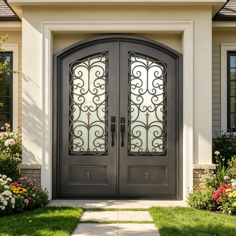 Custom Factory Customised Apartment Hotel Iron Doors Luxury Modern Design Exterior Main Entry Wrought Iron Security Door