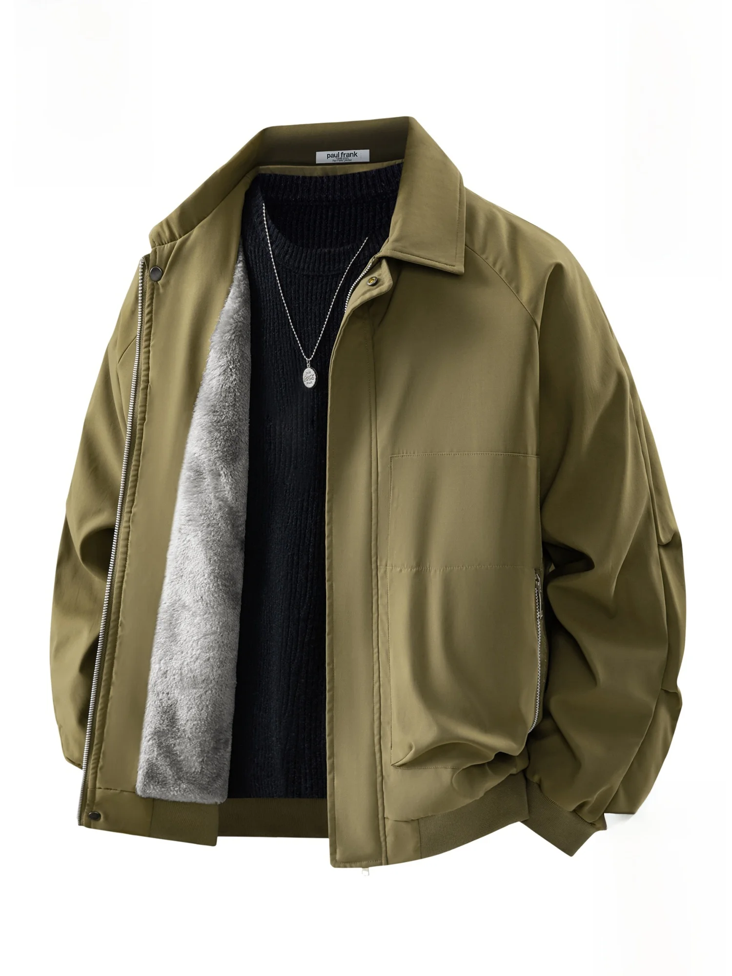 

Мужская куртка Paul Frank с флисовой подкладкой, повседневная, винтажная, с воротником, с принтом обезьян, теплая, свободного кроя, из полиэфирного волокна, ветрозащитная