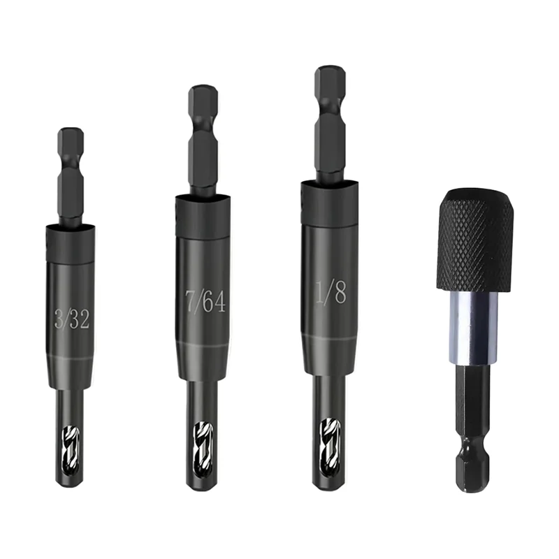 

Self Centering Drill Bit 3/32", 7/64", 1/8" With Bit Holder For 1/4 In Bit Hex Shank,Drill Center Finding Drill Bit