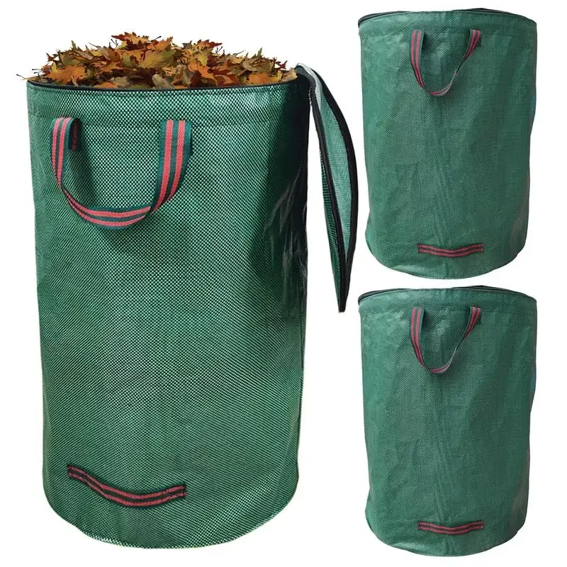 272/500L Garden Yard Waste Bag With Lid Foldable Leaf Collection Trash Can Reusable Fallen Leaves Outdoor Gardening Storage Bag