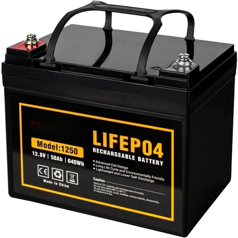 

12V 50Ah LiFePO4 Deep Cycle Battery,4000+ Cycles Lithium Iron Phosphate Rechargeable Battery for Solar, Marine