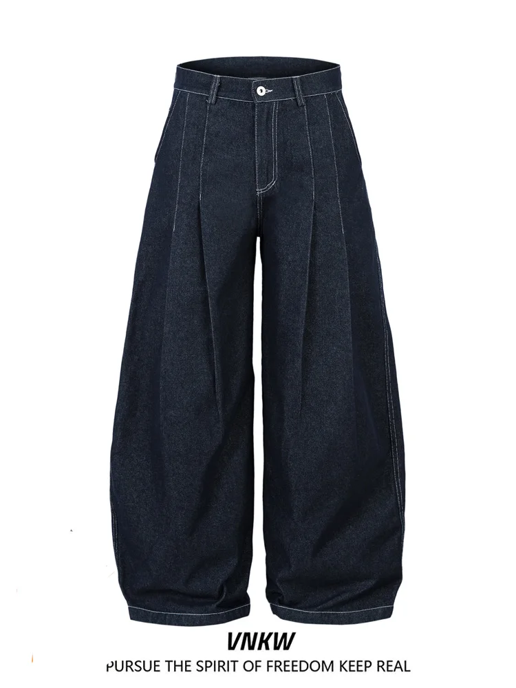 Calças Jeans Americanas Retrô Azuis com Corte Largo e Solto para Homens e Mulheres, Calças Casuais de Perna Reta para Uso no ...