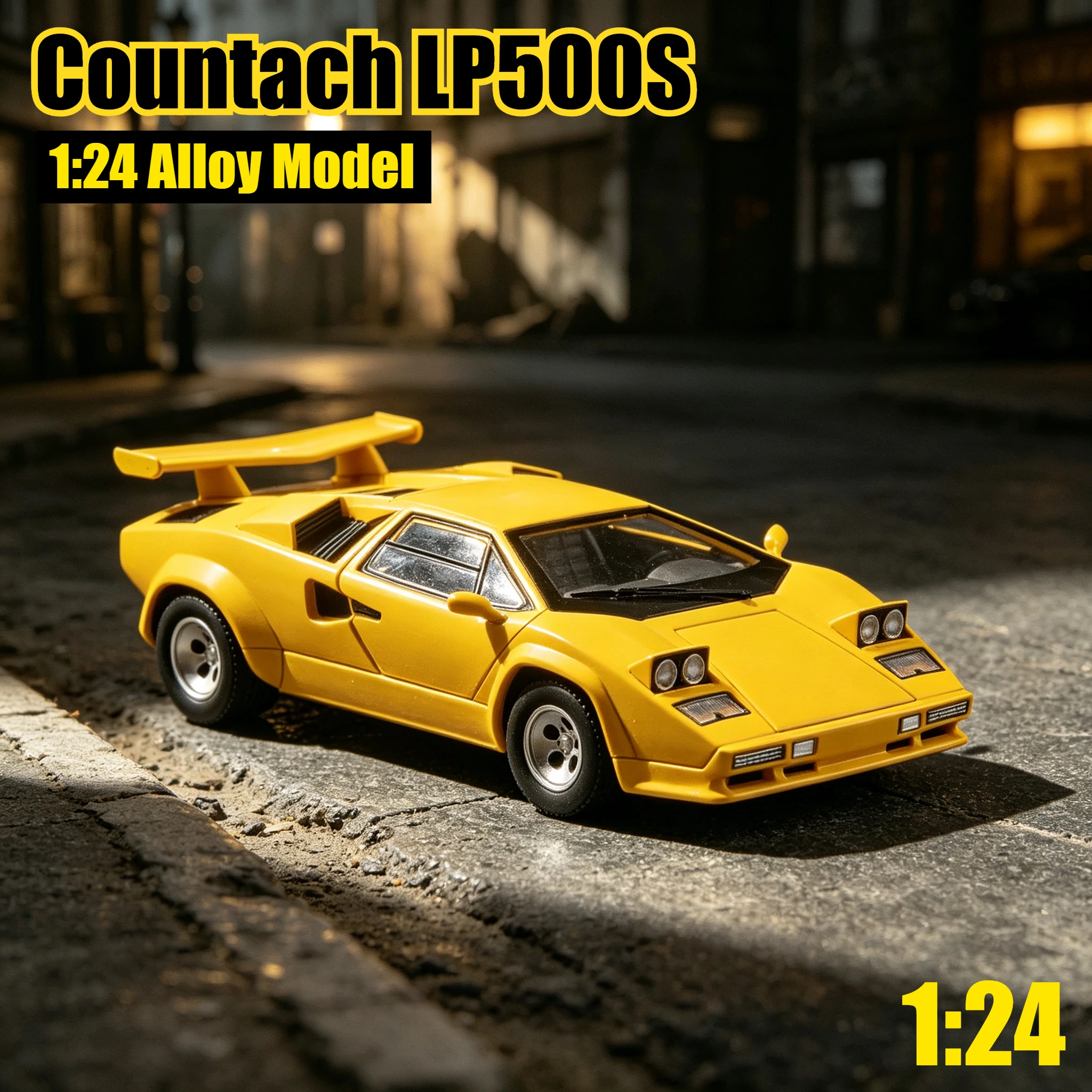 1:24 Countach LP500S Simulation Alloy Car Model Sound and Light Effect Pullback Desktop Ornament Toy Gift