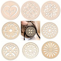 2pcs Natural Wood Basket Bottom Circle Blank Hollow Crochet Wood Base Used for DIY Crochet Bag Bottom Molding Process