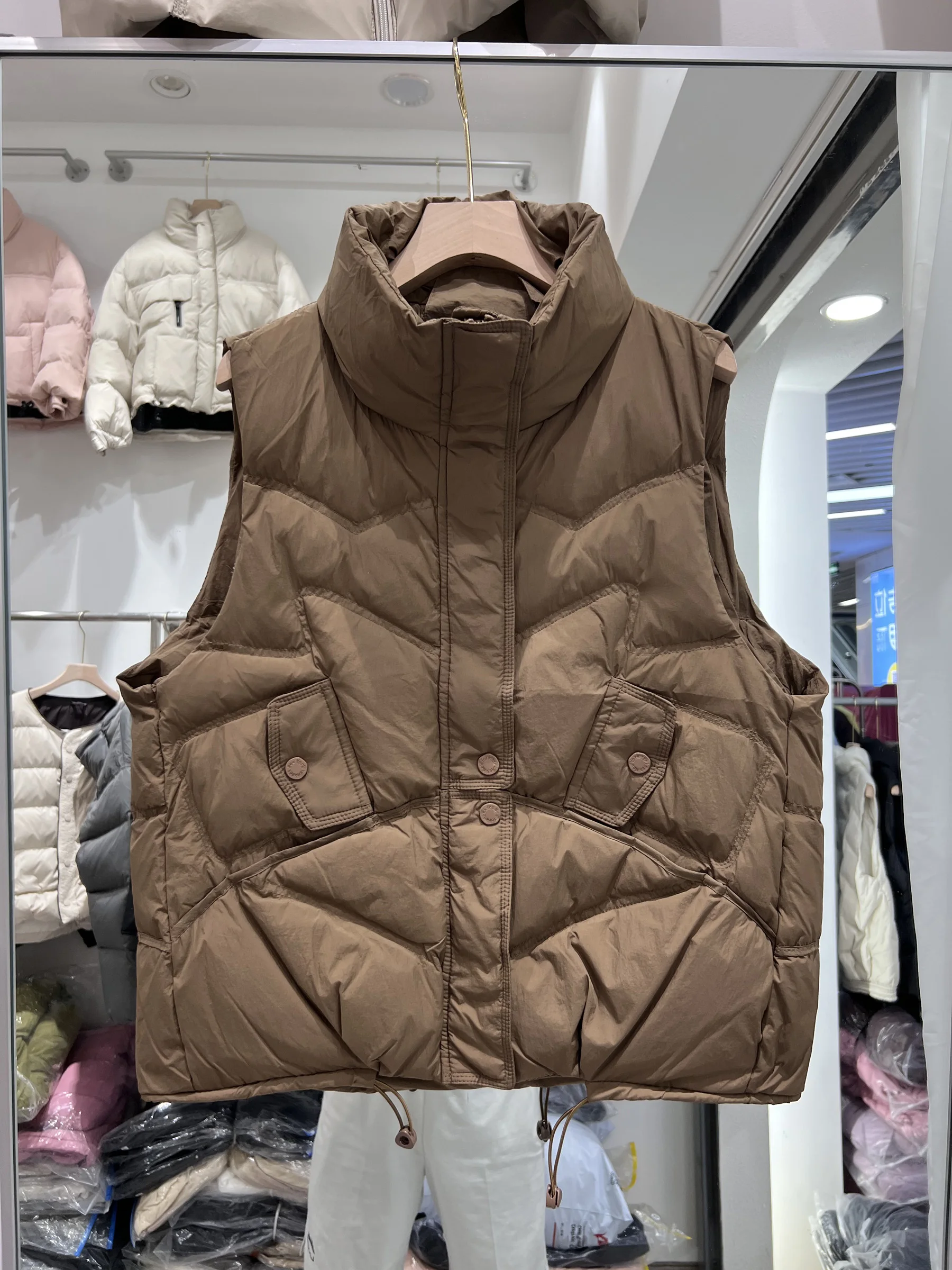 سترة نسائية غير رسمية على شكل بطة بيضاء بياقة واقفة 2025 موضة جديدة فضفاضة بلون سادة على الطراز الغربي #4