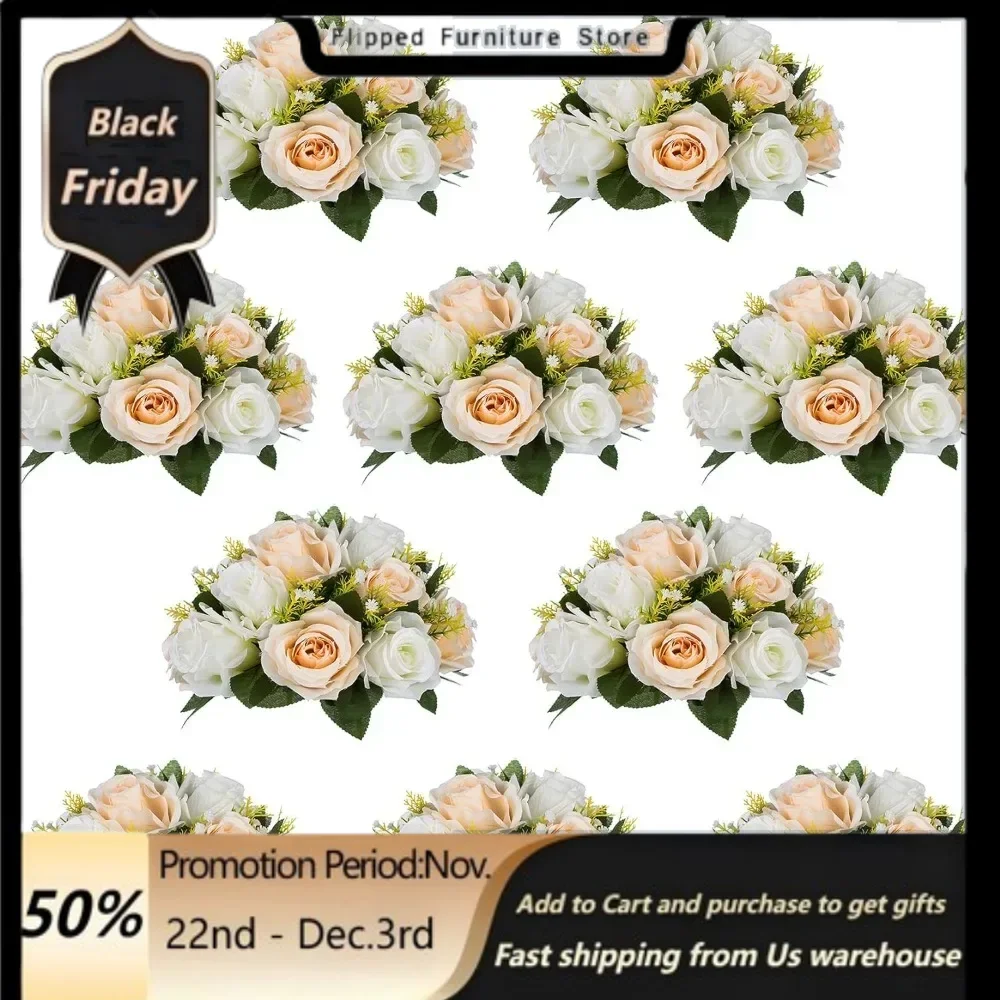 

Artificial Flower Decoration Pcs of 10 15 Heads Plastic Roses With Base Fake Flower Ball Arrangement Bouquet Home Decor Wedding