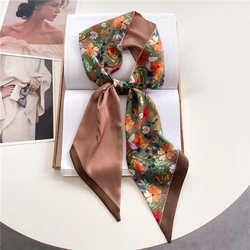 New Luxury Brand Scarf Women Long Lady Ribbon Silk Satin Skinny Hair Band Spring Summer Ties Headband Accessories