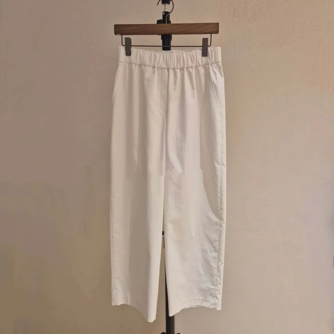 

Casual Faionable Straight Leg Linen Crop Pants Elastic Waist Korean Single LBEGE Summer 2025 Ladies High Waist Loose Fit