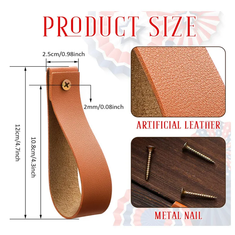 8pcs PVC Leather Pull Handles, Kids Anti-collision Cabinet Grips, Wall Towel Rack & Luggage Handles