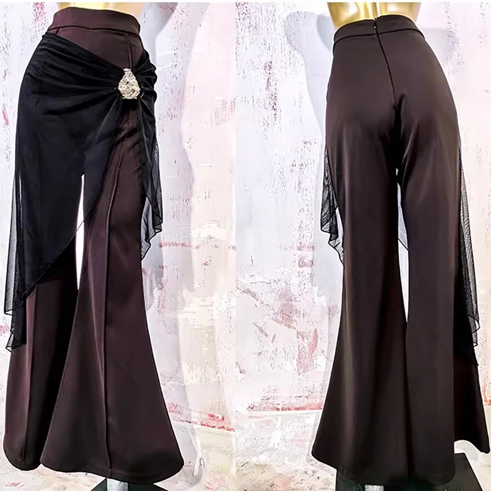 

Новые современные широкие брюки-клеш 2026 года, струящиеся, для бальных и латиноамериканских танцев, для вальса, стандартные костюмы для выступлений