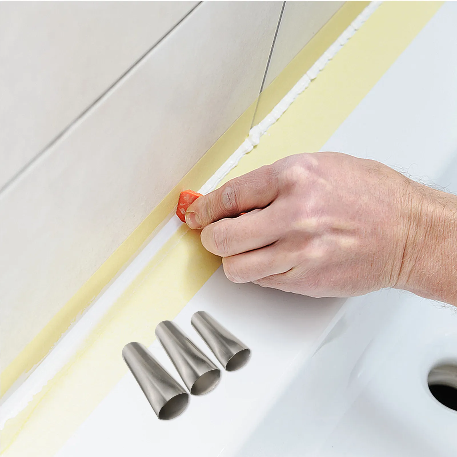 

14Pcs Stainless Steel Caulk Nozzle Set Sturdy Sealant Caulking Finisher Tool Kit for Smooth Glue Flow Caulking Tool Kit