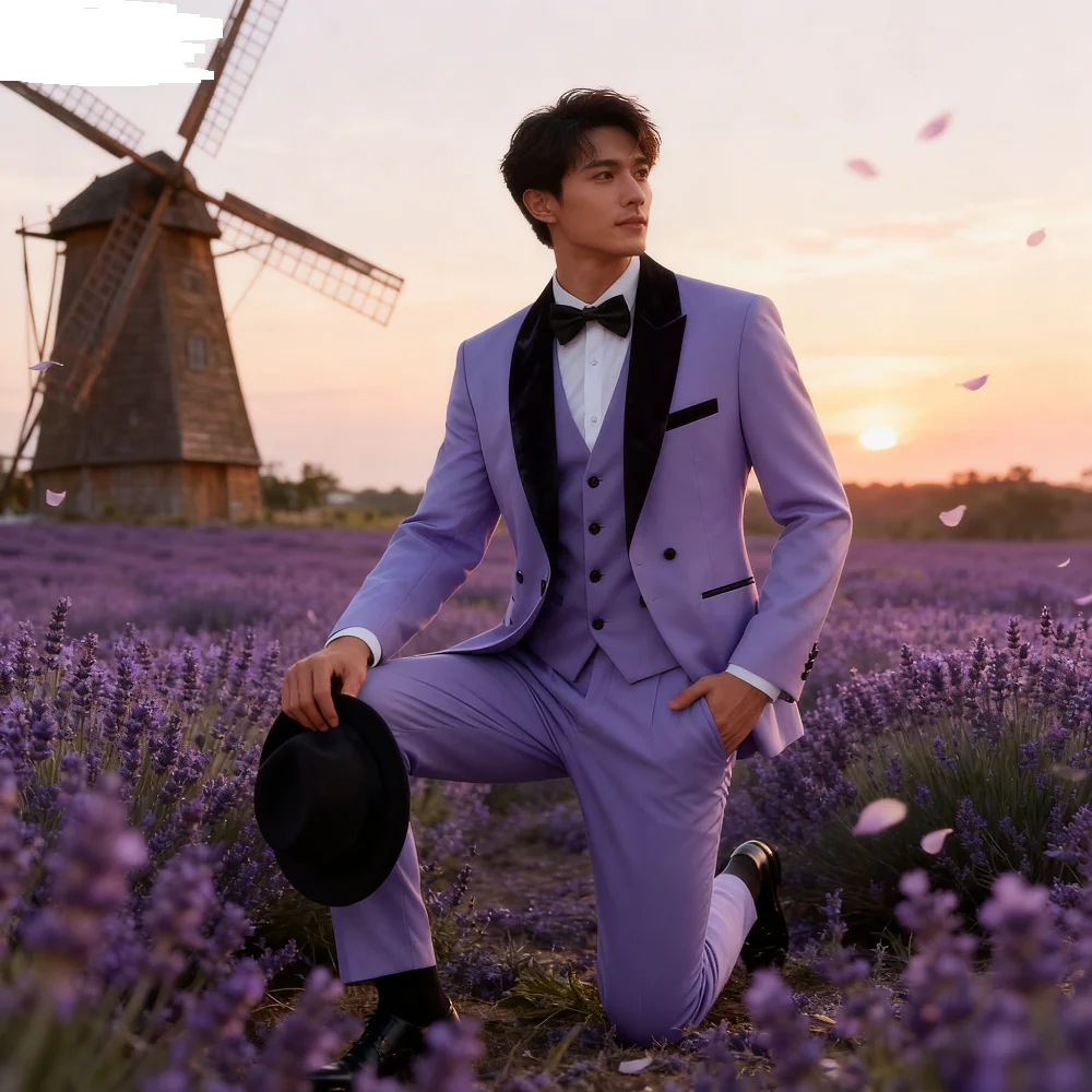 

Solid Color Men's Formal Business Office Suit M-6XL Jacket Vest Pants Tuxedo Waistcoat Trousers for Wedding Dress Party Blazer