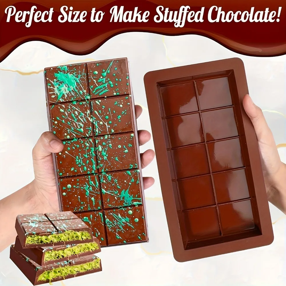 1/3/5 silicone chocolate bar molds, Dubai chocolate molds, Dubai chocolate making, perfect for baking and party gifts