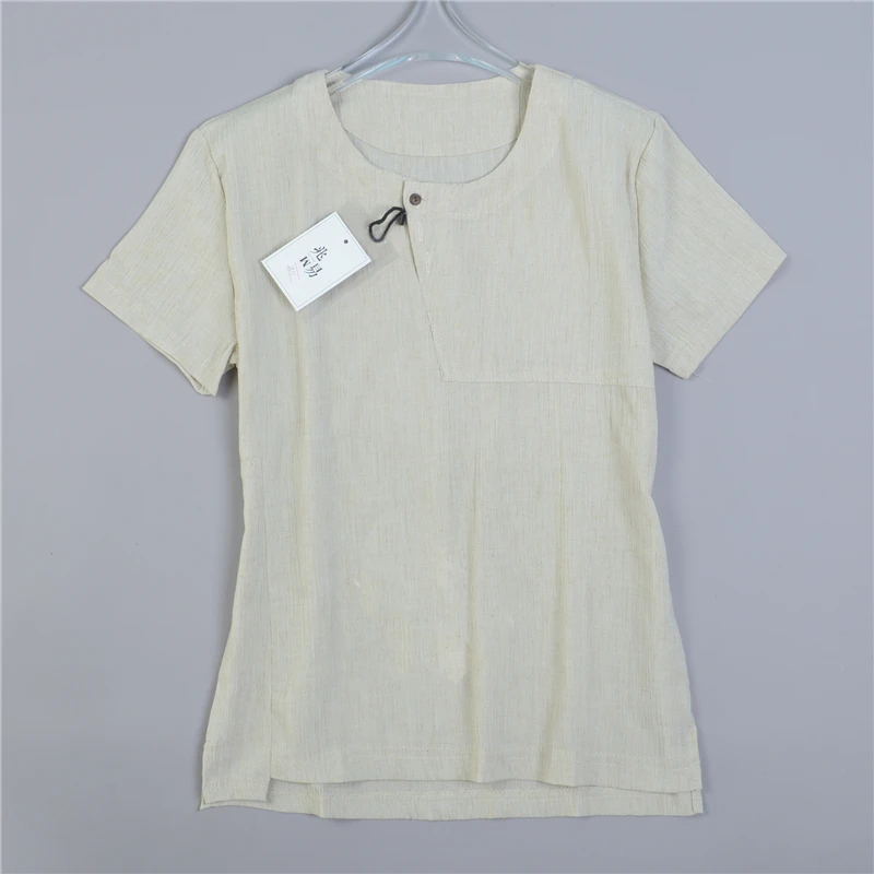 

Ретро китайский Sle Slim Fit хлопок льняной irt ort Sve повседневный летний текстурный узор мужской топ молодежный завод