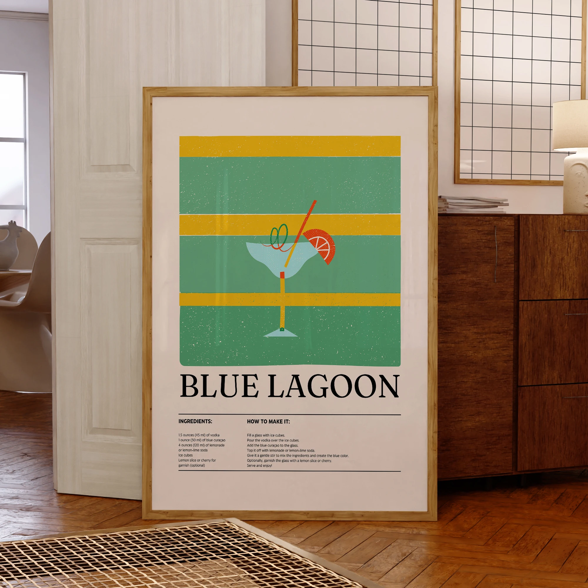 Modern Minimalist Blue Lagoon Cocktail Gifts For Wall Art Prints Canvas Painting Poster Picture For Living Room Home Decor