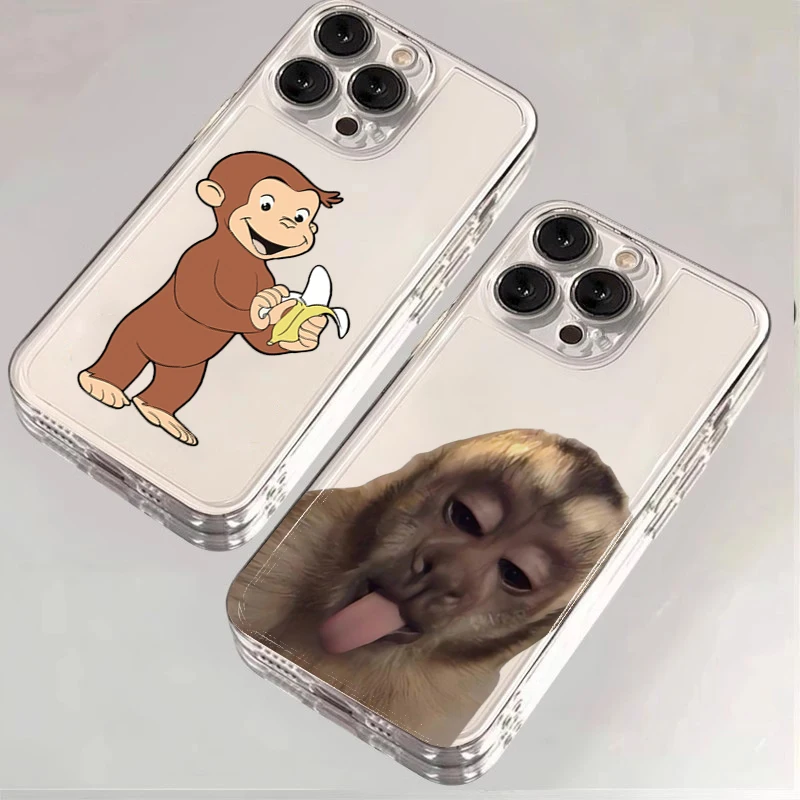 Monkey Graphic Soft Clear Phone Case for Samsung Galaxy S25 S23 S22 Ultra S24 FE A14 A34 A15 A35 A53 A54 A55 A56 A52S 5G Cover