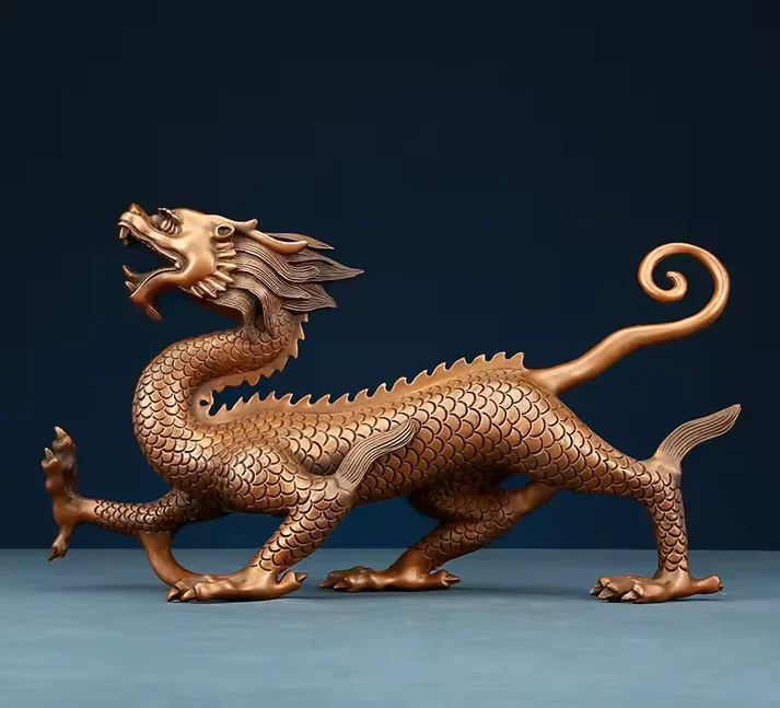 Red copper Four Symbols Blue dragon White Tiger Xuanwu Black tortoise Zhuque Linnet Statue Chinese Fengshui decor