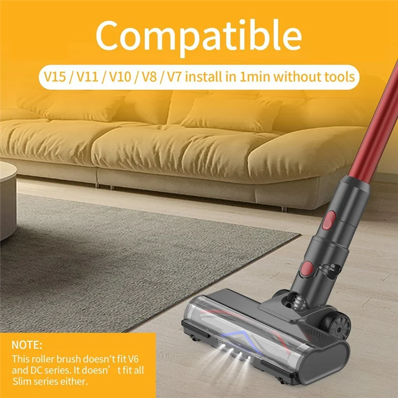 Cabeça de escova de turbina de liberação rápida para dyson v7 v8 v10 v11 v15 acessório de aspirador de pó com luz led cabeça de escova de chão